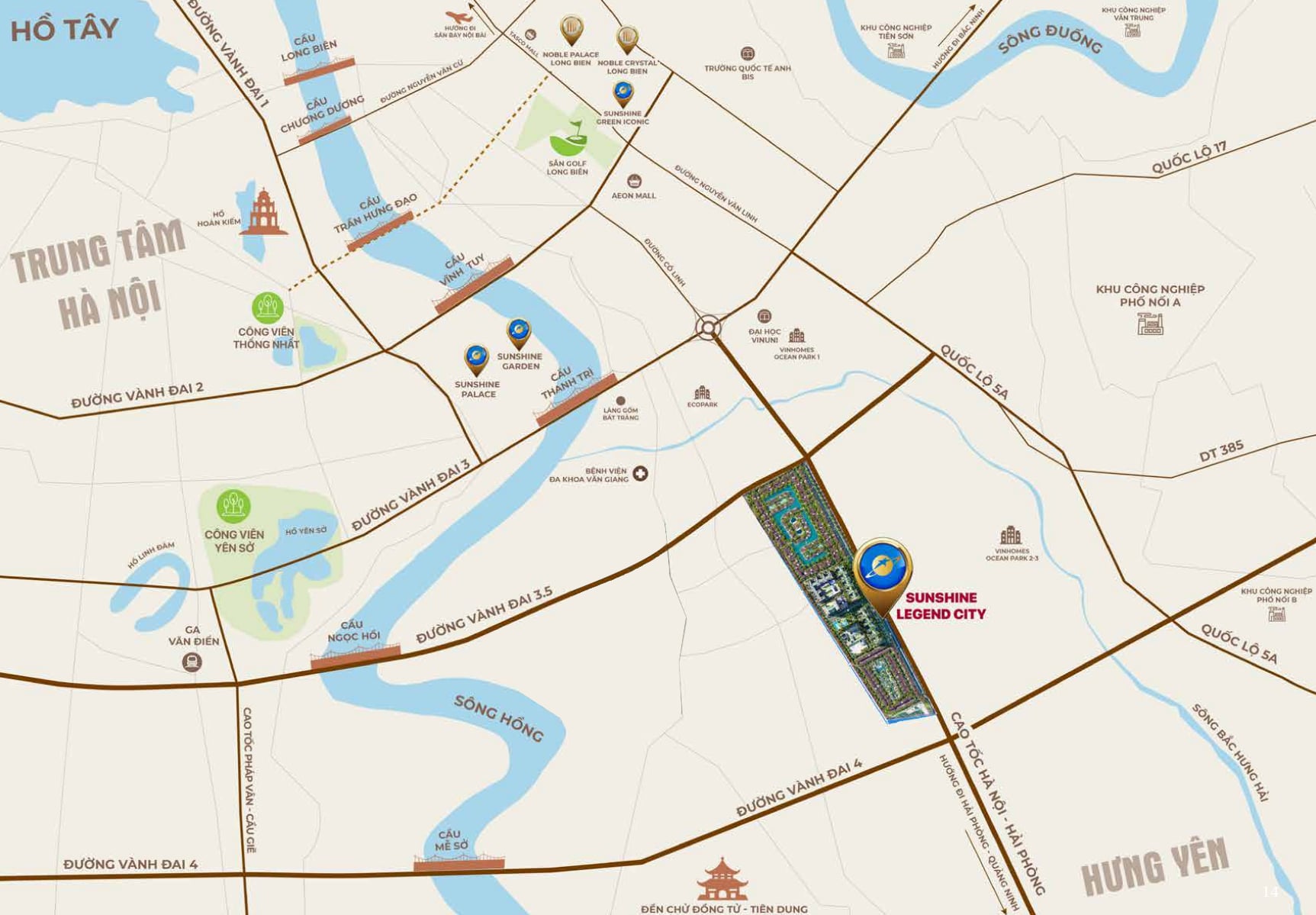 Sunshine Legend City nằm giũa vành đai 3.5 và vành đai 4